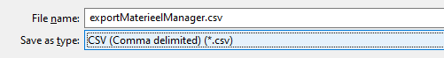 Het dialoogvenster Opslaan als in Excel, met CSV als bestandstype