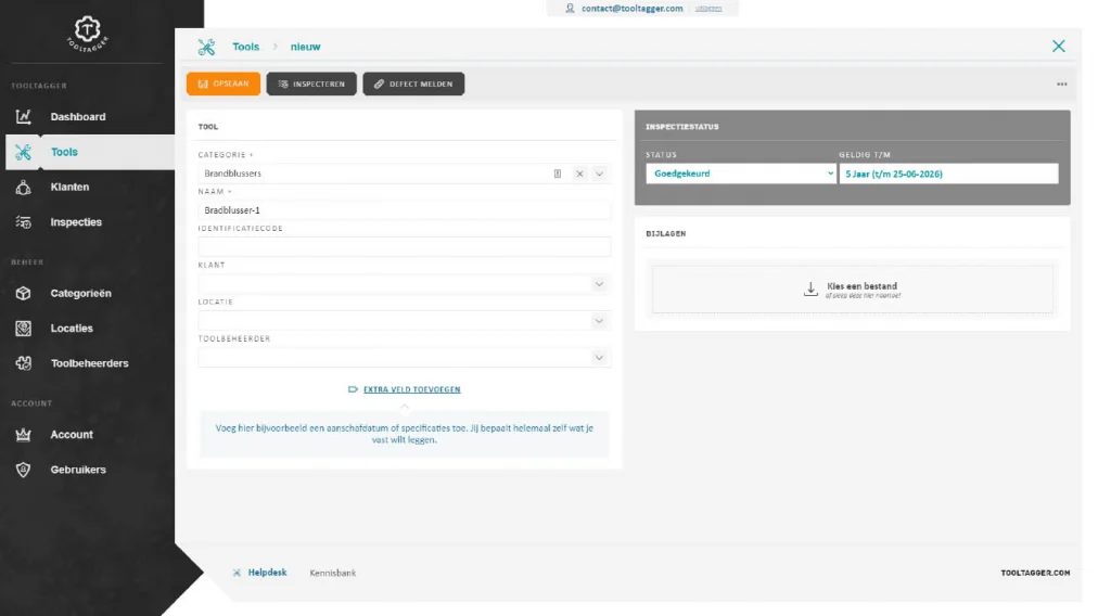 Tooltagger snelstartgids keuren tools
